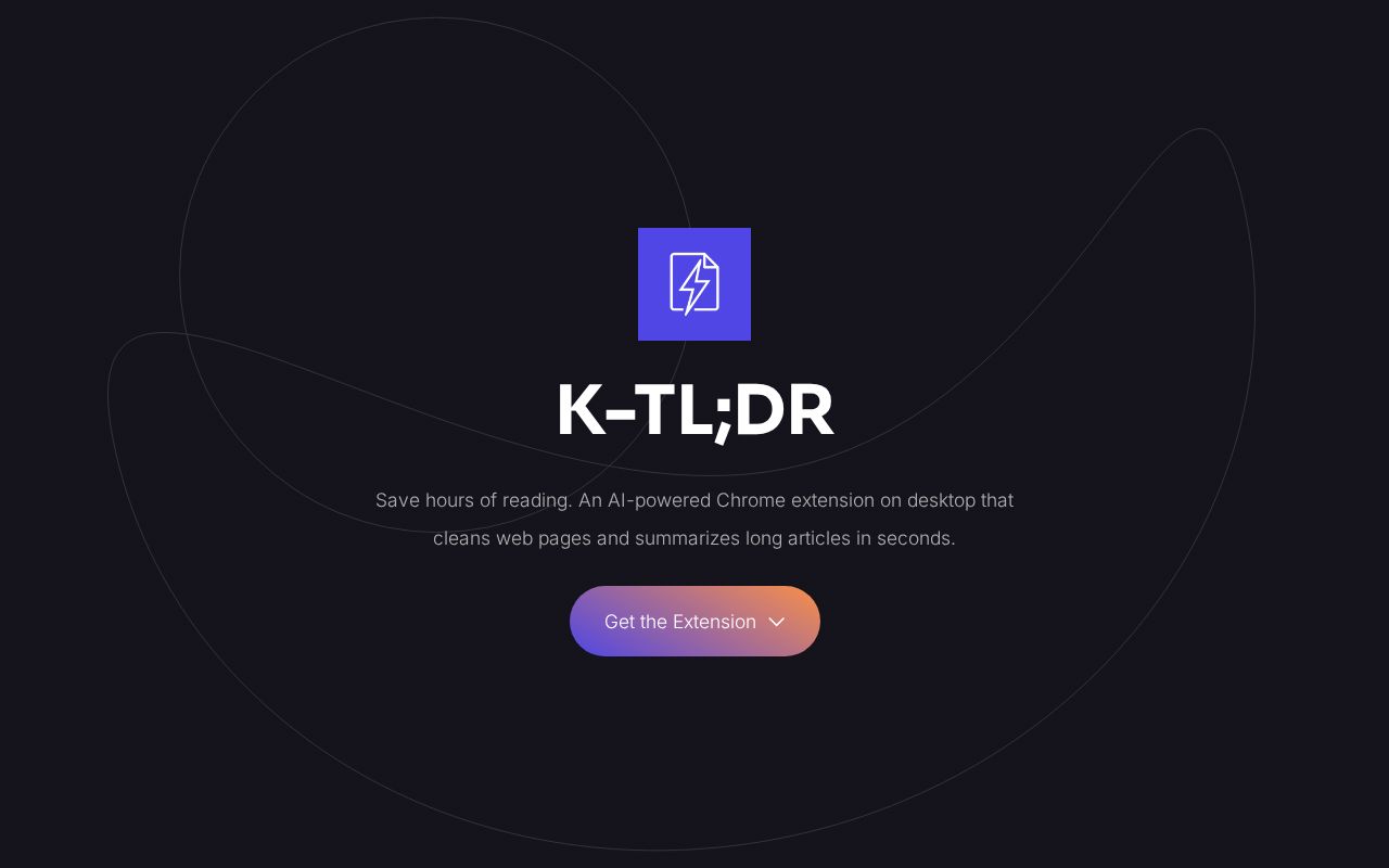 Screenshot of K-TL;DR, Strip the clutter from long articles and get a short summary in seconds
